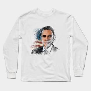 Obama On Sketch Long Sleeve T-Shirt